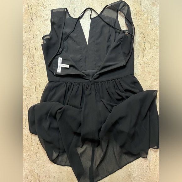 BCBGeneration Jacquard Trim Black Chiffon Dress Size 4 - Picture 7 of 8
